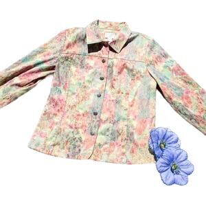 Christopher & Banks Water Color Pastel Jacket  Blazer Top Size Medium Stretch
